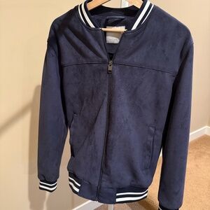 Denim & Flower Faux Suede Varsity Jacket, Size M